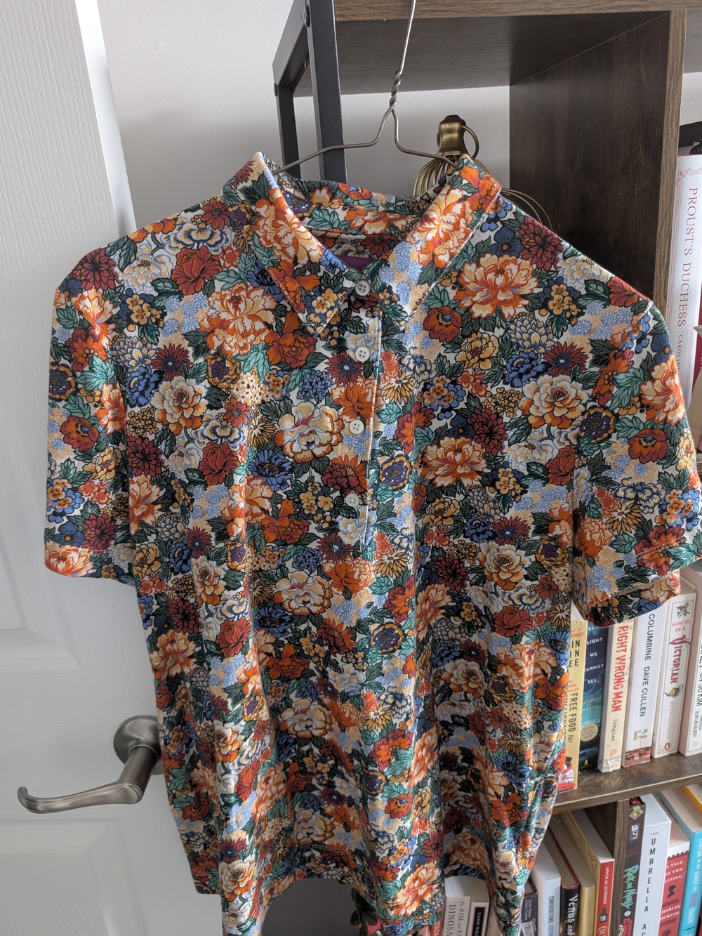 Simons Floral Short-Sleeve Polo — Orange, Blue, Green, Cream